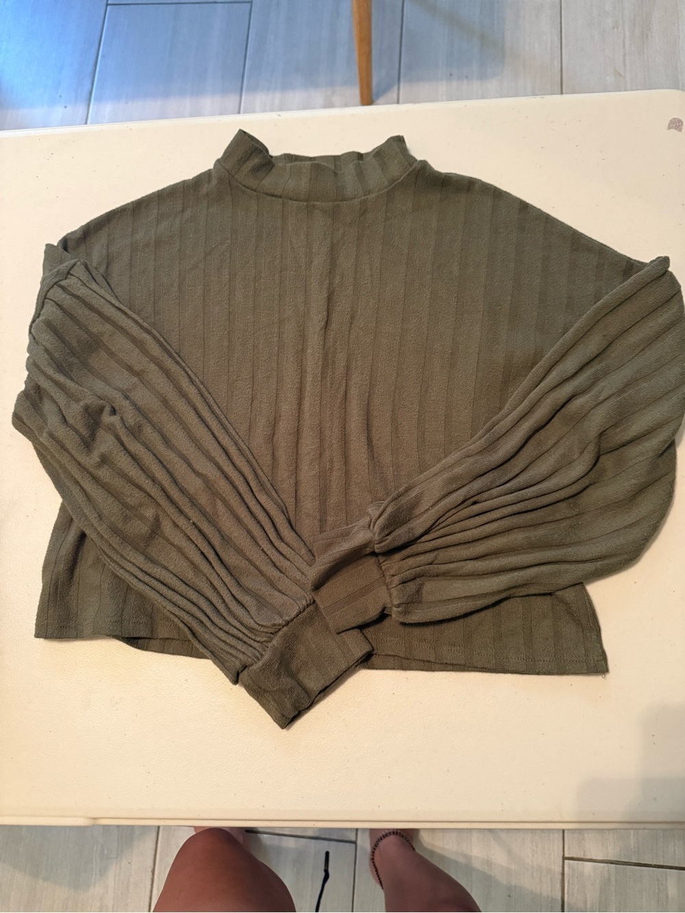 Charlotte Russe Olive Green Ribbed Mock Neck Sweater